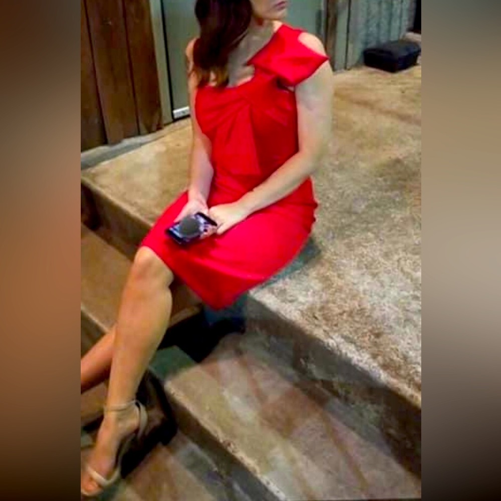 Red Eliza J One Shoulder Dress. Size 8. Holiday Dress